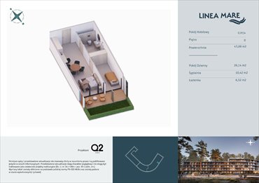 rzut mieszkanie na sprzedaż 43m2 mieszkanie Pobierowo, Karola Borka 6
