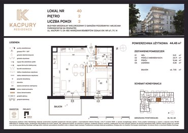 rzut mieszkanie na sprzedaż 44m2 mieszkanie Warszawa, Rembetów, Kacpury 11