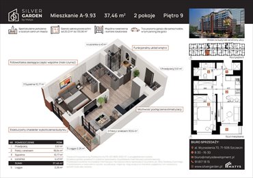 rzut mieszkanie na sprzedaż 37m2 mieszkanie Szczecin, Centrum, al. Wyzwolenia 70 / ul. Staszica 21