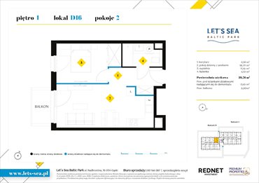 rzut mieszkanie na sprzedaż 39m2 mieszkanie Gąski, Nadbrzeżna 52