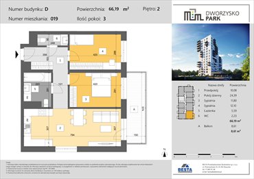 rzut mieszkanie na sprzedaż 66m2 mieszkanie Rzeszów, Przybyszówka, Dworzysko