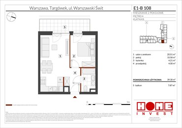 rzut mieszkanie na sprzedaż 39m2 mieszkanie Warszawa, Targówek, ul. Warszawski Świt