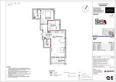 rzut mieszkanie na sprzedaż 61m2 mieszkanie Warszawa, Ursus, ul. Gierdziejewskiego 23