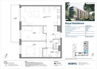 rzut mieszkanie na sprzedaż 65m2 mieszkanie Warszawa, Wilanów, Sarmacka