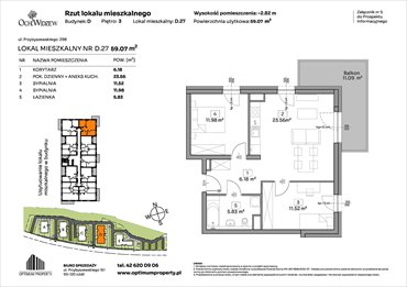 rzut mieszkanie na sprzedaż 59m2 mieszkanie Łódź, Widzew, Przybyszewskiego 292-300