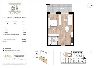 rzut mieszkanie na sprzedaż 39m2 mieszkanie Kraków, Wzgórza Krzesławickie, Gustawa Morcinka