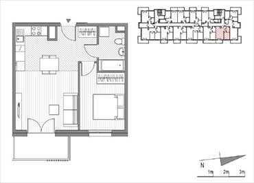 rzut mieszkanie na sprzedaż 42m2 mieszkanie Kraków, Mistrzejowice, Os. Piastów 77