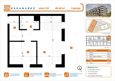 rzut mieszkanie na sprzedaż 48m2 mieszkanie Marki, Aleja Józefa Piłsudskiego 102