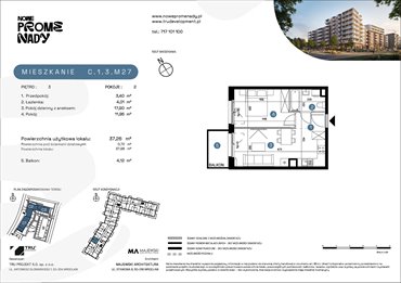 rzut mieszkanie na sprzedaż 37m2 mieszkanie Wrocław, Kleczków, ul. Czochralskiego/ Miłosza