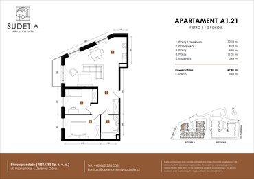 rzut mieszkanie na sprzedaż 68m2 mieszkanie Jelenia Góra, POZNAŃSKA 4