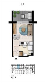 rzut mieszkanie na sprzedaż 22m2 mieszkanie Grzybowo, Nadmorska 98 -106