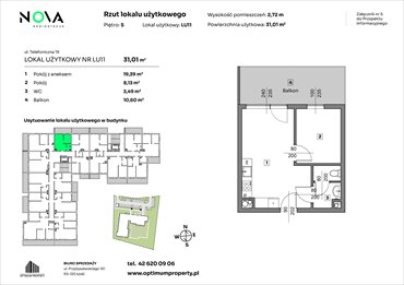 rzut lokal użytkowy na sprzedaż 31m2 lokal użytkowy Łódź, Śródmieście, ul. Telefoniczna 19
