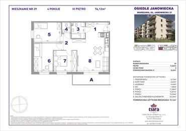 rzut mieszkanie na sprzedaż 76m2 mieszkanie Warszawa, Targówek, Janowiecka 27