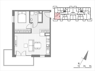 rzut mieszkanie na sprzedaż 43m2 mieszkanie Kraków, ul.Glogera 9,11