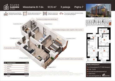 rzut mieszkanie na sprzedaż 51m2 mieszkanie Szczecin, Centrum, al. Wyzwolenia 70 / ul. Staszica 21