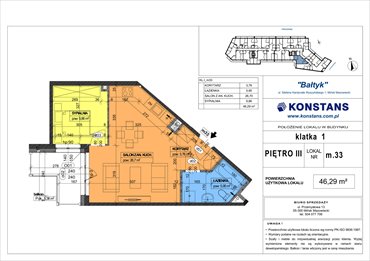 rzut mieszkanie na sprzedaż 46m2 mieszkanie Mińsk Mazowiecki, Wyszyńskiego 1