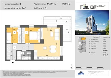 rzut mieszkanie na sprzedaż 57m2 mieszkanie Rzeszów, Przybyszówka, Dworzysko