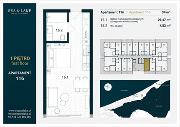 rzut mieszkanie na sprzedaż 32m2 mieszkanie Mielno, Unieście, Mielno Molo, Sosnowy Las 15