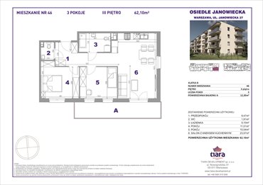 rzut mieszkanie na sprzedaż 62m2 mieszkanie Warszawa, Targówek, Janowiecka 27