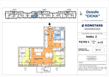 rzut mieszkanie na sprzedaż 53m2 mieszkanie Mińsk Mazowiecki, Cicha 12