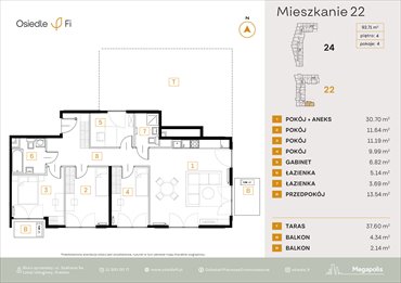 rzut mieszkanie na sprzedaż 93m2 mieszkanie Kraków, Podgórze, Rzemieślnicza 22-24