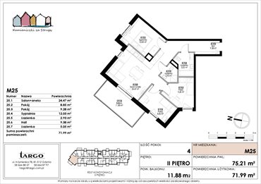 rzut mieszkanie na sprzedaż 72m2 mieszkanie Rumia, Kosynierów 9