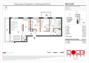 rzut mieszkanie na sprzedaż 81m2 mieszkanie Warszawa, Targówek, ul. Warszawski Świt 12