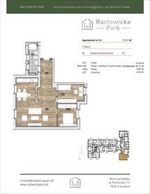 rzut mieszkanie na sprzedaż 73m2 mieszkanie Szczecin, DĄBIE, Racławicka 1