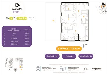 rzut mieszkanie na sprzedaż 62m2 mieszkanie Kraków, Schillinga 2-4
