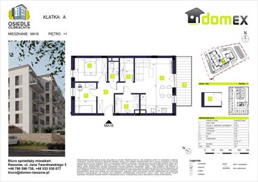 rzut mieszkanie na sprzedaż 66m2 mieszkanie Rzeszów, Wilkowyja, Olbrachta