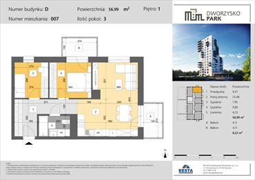rzut mieszkanie na sprzedaż 57m2 mieszkanie Rzeszów, Przybyszówka, Dworzysko