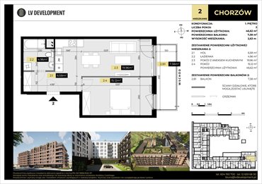 rzut mieszkanie na sprzedaż 47m2 mieszkanie Chorzów, 3 Maja 94'