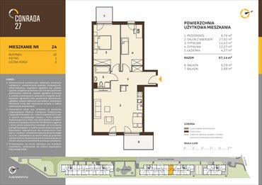 rzut mieszkanie na sprzedaż 67m2 mieszkanie Kraków, Prądnik Biały, Conrada 27