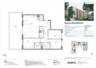 rzut mieszkanie na sprzedaż 96m2 mieszkanie Warszawa, Wilanów, Sarmacka