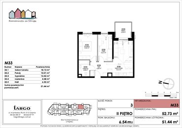 rzut mieszkanie na sprzedaż 51m2 mieszkanie Rumia, Kosynierów 9