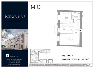 rzut mieszkanie na sprzedaż 45m2 mieszkanie Radom, Śródmieście, Podwalna 5