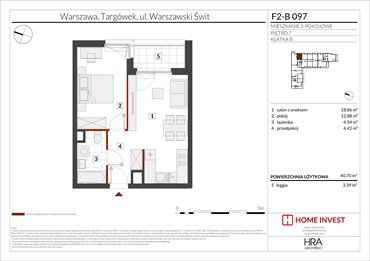 rzut mieszkanie na sprzedaż 41m2 mieszkanie Warszawa, ul. Warszawski Świt