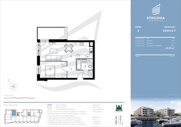 rzut mieszkanie na sprzedaż 50m2 mieszkanie Radziwie, ul. Popłacińska 42