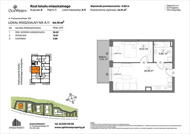 rzut mieszkanie na sprzedaż 44m2 mieszkanie Łódź, Widzew, Przybyszewskiego 292-300
