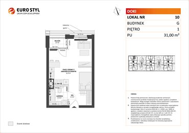 rzut mieszkanie na sprzedaż 31m2 mieszkanie Gdańsk, Śródmieście, ks. Jerzego Popiełuszki/Rybaki Górne