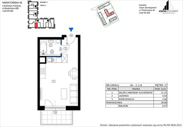 rzut mieszkanie na sprzedaż 29m2 mieszkanie Łódź, Retkinia, Maratońska 49C