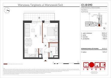 rzut mieszkanie na sprzedaż 39m2 mieszkanie Warszawa, Targówek, ul. Warszawski Świt