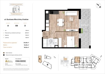 rzut mieszkanie na sprzedaż 41m2 mieszkanie Kraków, Wzgórza Krzesławickie, Gustawa Morcinka