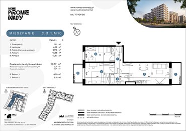 rzut mieszkanie na sprzedaż 58m2 mieszkanie Wrocław, Kleczków, ul. Czochralskiego/ Miłosza