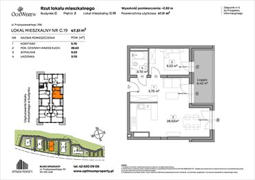rzut mieszkanie na sprzedaż 47m2 mieszkanie Łódź, Widzew, Przybyszewskiego 292-300