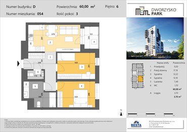 rzut mieszkanie na sprzedaż 60m2 mieszkanie Rzeszów, Przybyszówka, Dworzysko