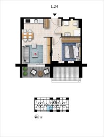 rzut mieszkanie na sprzedaż 41m2 mieszkanie Grzybowo, Nadmorska 98 -106