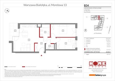 rzut mieszkanie na sprzedaż 65m2 mieszkanie Warszawa, Żerań, ul. Morelowa 13