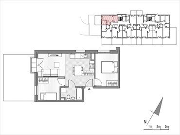 rzut mieszkanie na sprzedaż 45m2 mieszkanie Kraków, ul.Glogera 9,11