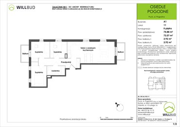 rzut mieszkanie na sprzedaż 73m2 mieszkanie Puck, Pogodna